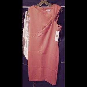 Calvin Klein, asymmetrical knot shoulder midi dres